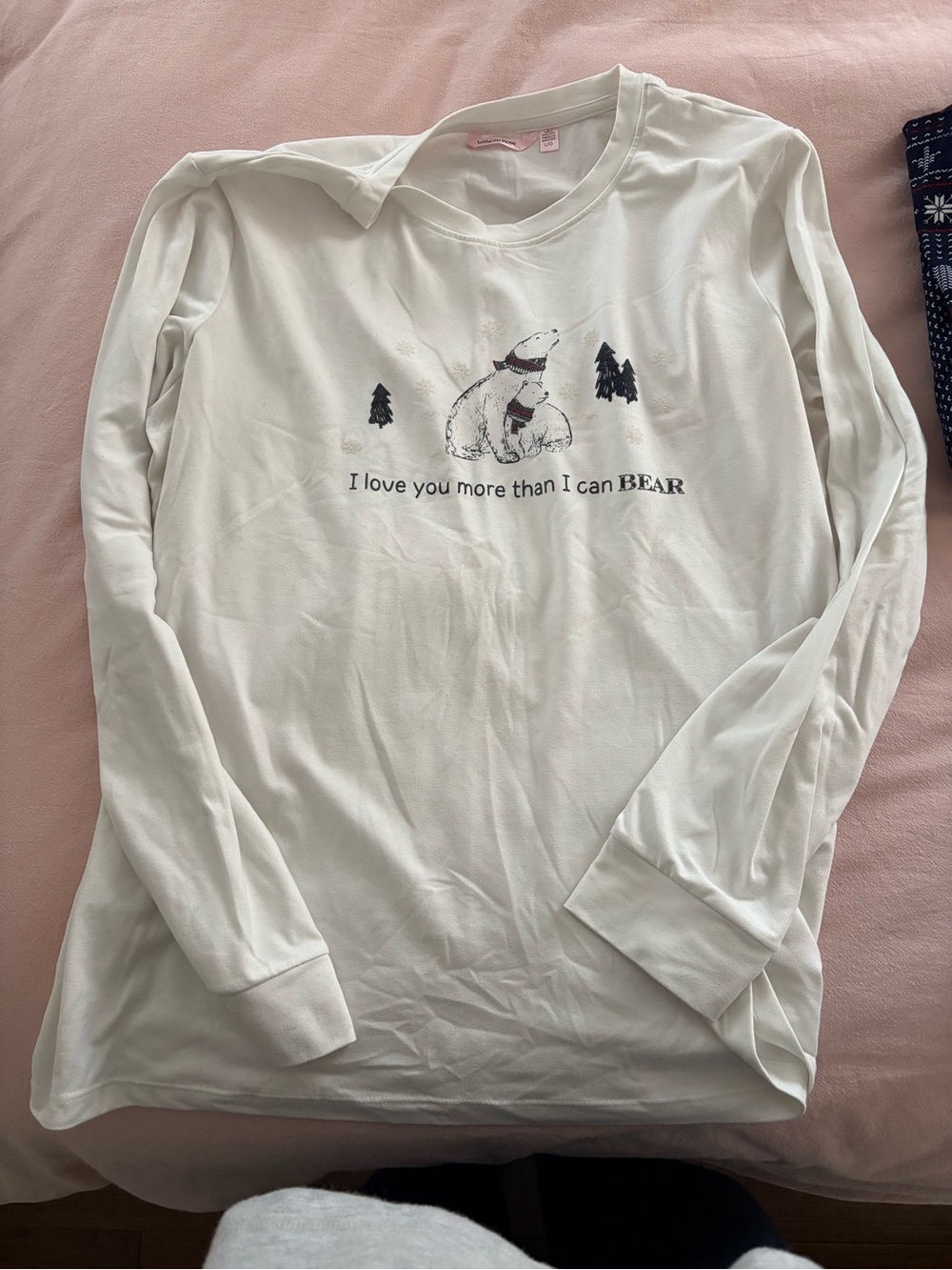 La Vie En Rose White Long-Sleeve Bear Pj Set